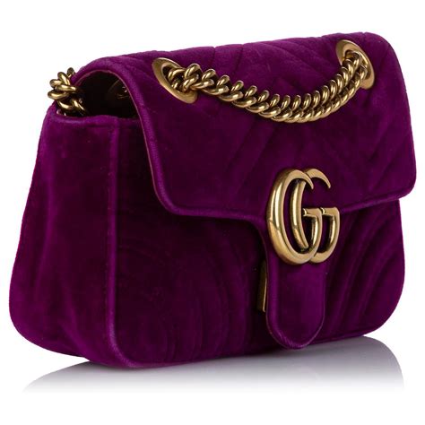 gucci gg marmont velour violet|authentic gucci marmont small bag.